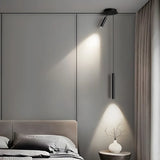 Modern Bedroom Black Cylinder Metal Pendant Light Image - 4