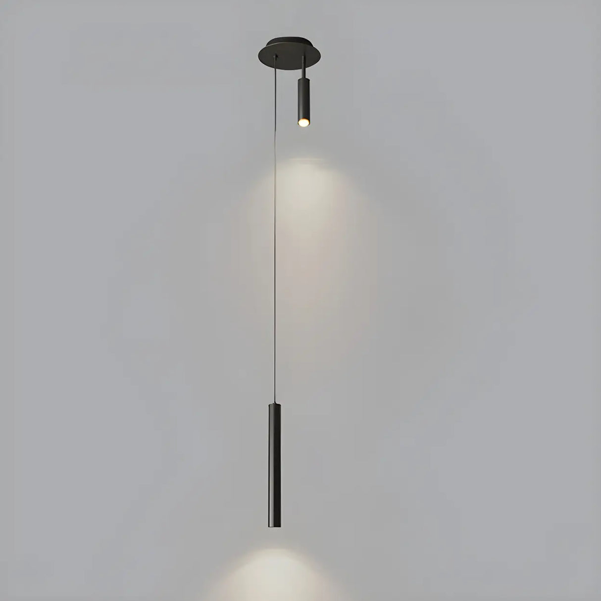 Modern Bedroom Black Cylinder Metal Pendant Light Image - 5