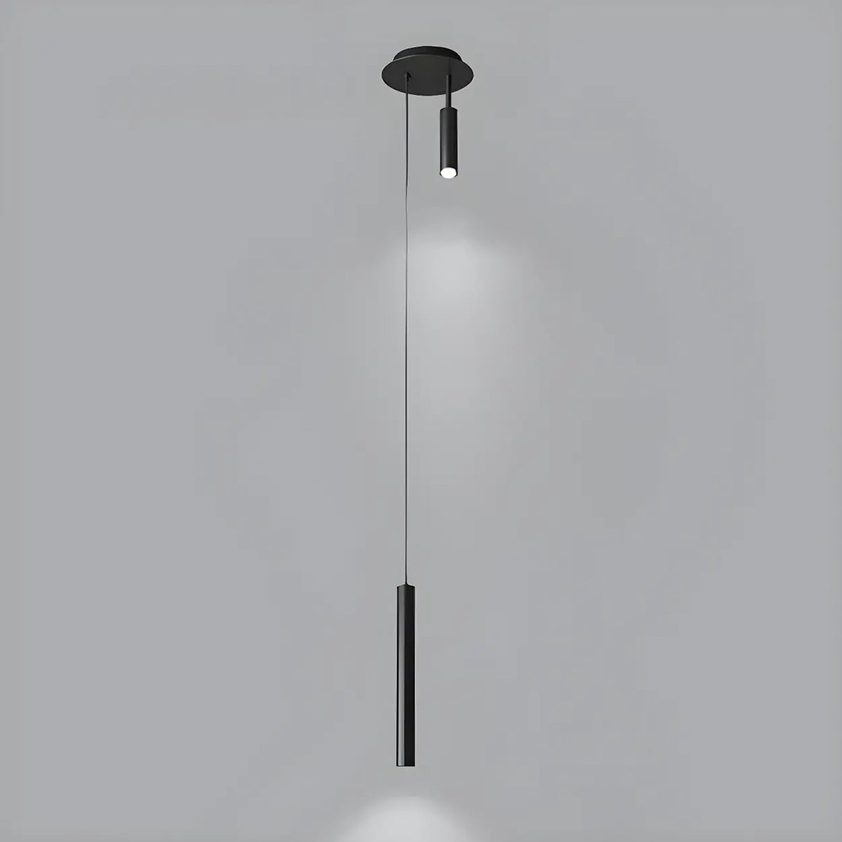 Modern Bedroom Black Cylinder Metal Pendant Light Image - 6