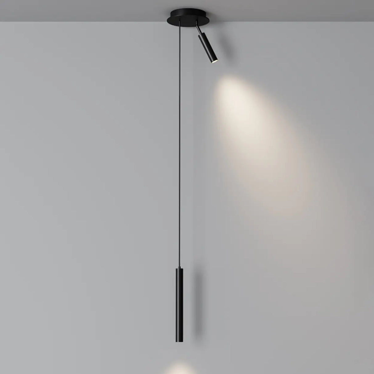 Modern Bedroom Black Cylinder Metal Pendant Light Image - 9