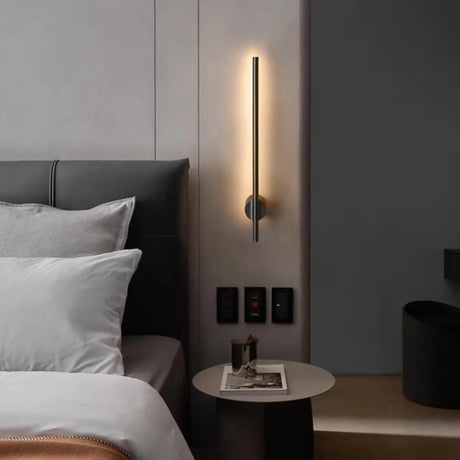 Modern Bedroom Black Design Vertical LED Wall Sconce Image - 1