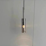 Modern Bedroom Black Glass Crystal Cylinder Pendant Light Image - 10