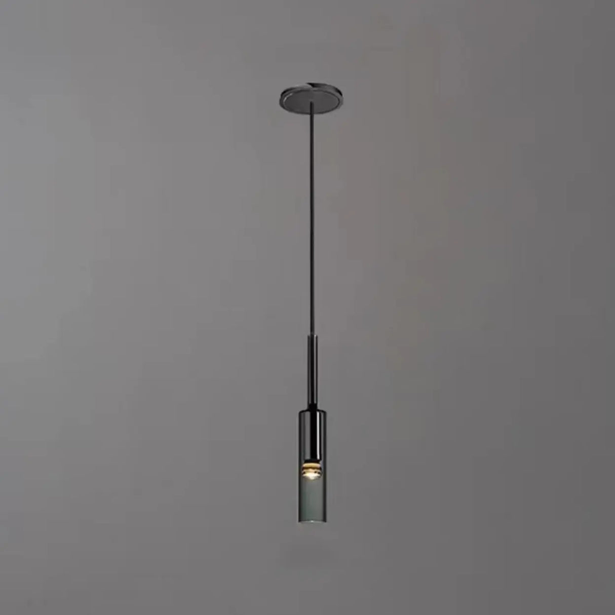 Modern Bedroom Black Glass Crystal Cylinder Pendant Light Image - 12