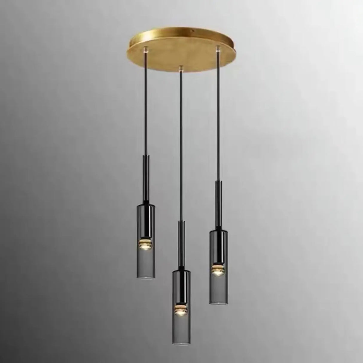 Modern Bedroom Black Glass Crystal Cylinder Pendant Light Image - 5