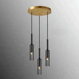 Modern Bedroom Black Glass Crystal Cylinder Pendant Light Image - 5