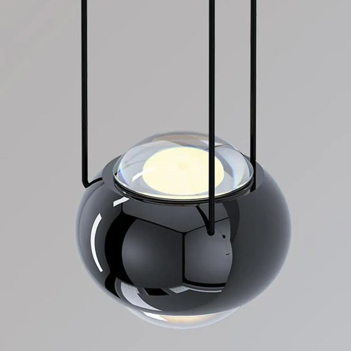 Modern Bedroom Black LED Globe Acrylic Pendant Light Image - 10