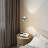 Modern Bedroom Black LED Globe Acrylic Pendant Light Image - 14