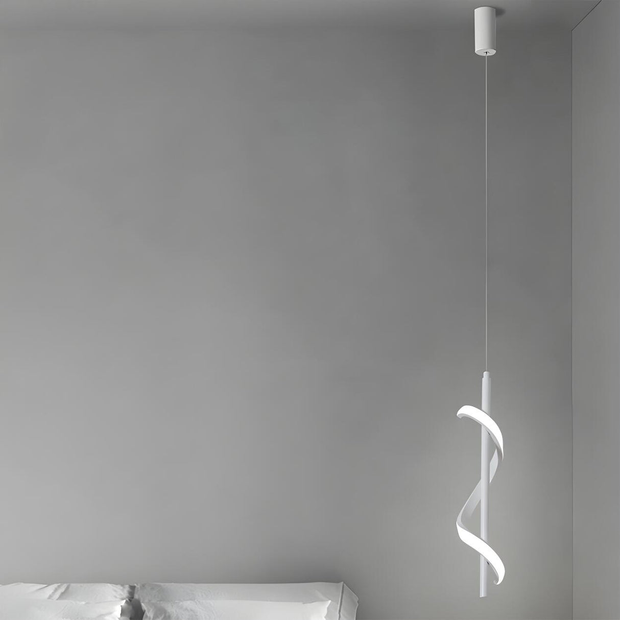 Modern Bedroom Black Metal Spiral LED Pendant Light Image - 11