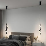 Modern Bedroom Black Metal Spiral LED Pendant Light Image - 6