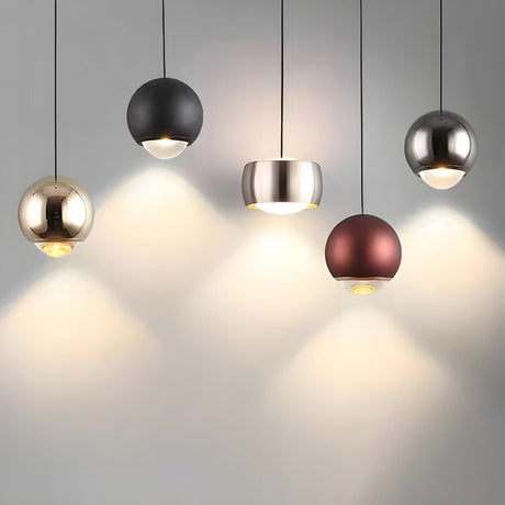 Modern Bedroom Blue Red Metal Globe LED Pendant Light Image - 1