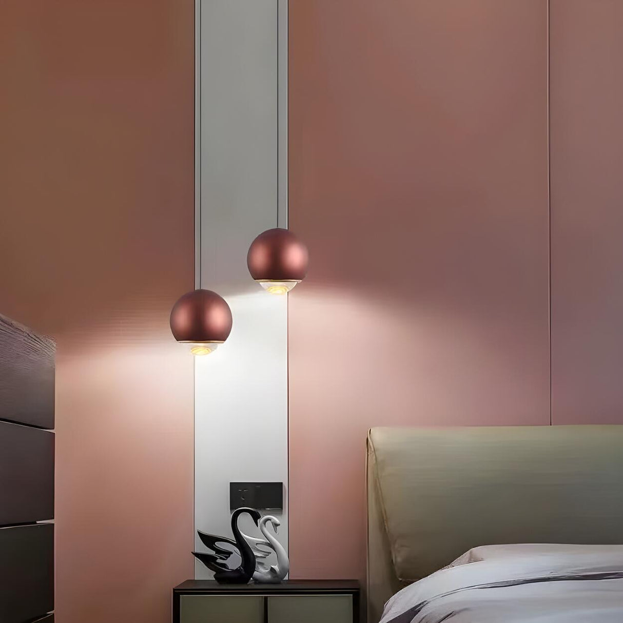 Modern Bedroom Blue Red Metal Globe LED Pendant Light Image - 21