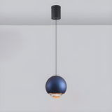 Modern Bedroom Blue Red Metal Globe LED Pendant Light Image - 9