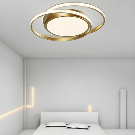 Modern Bedroom Circle Metal Flush Mount Ceiling Light Image - 1