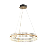 Modern Bedroom Circular Golden LED Crystal Pendant Chandelier Image - 3