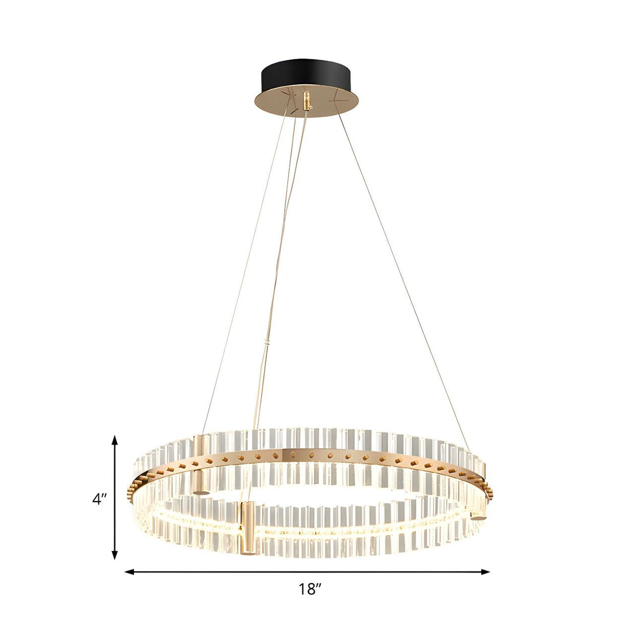 Modern Bedroom Circular Golden LED Crystal Pendant Chandelier Image - 4