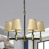 Modern Bedroom Classic Fabric Drum Round Chandelier Image - 2