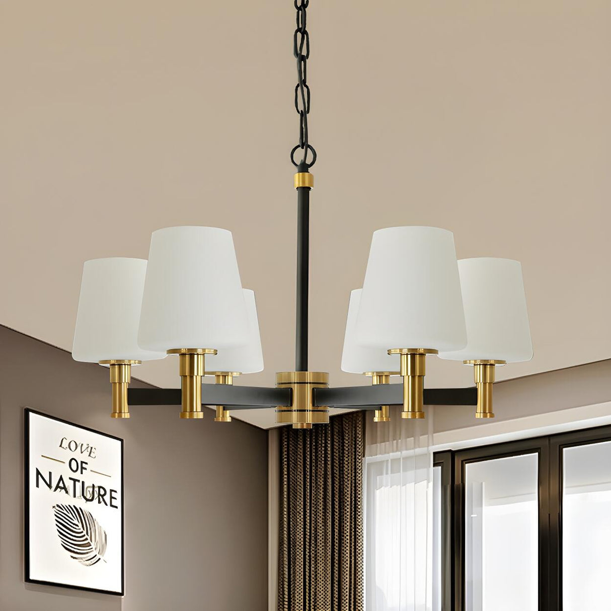 Modern Bedroom Classic Fabric Drum Round Chandelier Image - 4