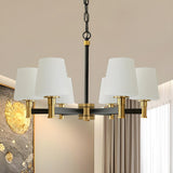 Modern Bedroom Classic Fabric Drum Round Chandelier Image - 5