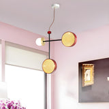 Modern Bedroom Cross Red Circular Glass Pendant Chandelier Image - 1