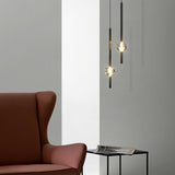 Modern Bedroom Crystal Cube Slim Black Tube Pendant Light Image - 1