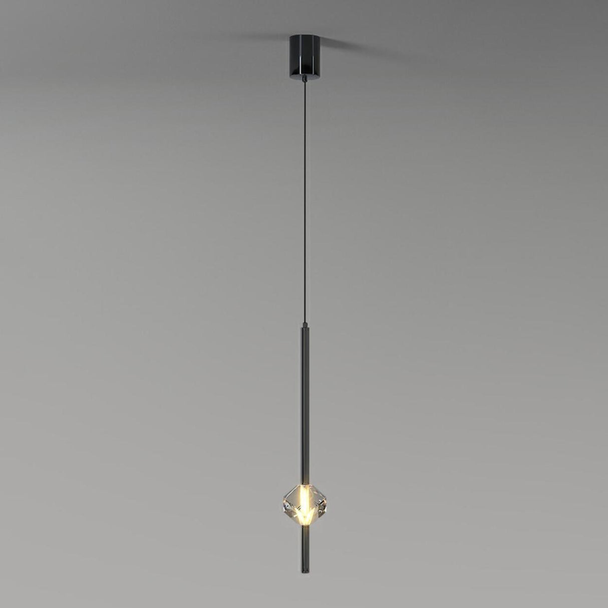 Modern Bedroom Crystal Cube Slim Black Tube Pendant Light Image - 12