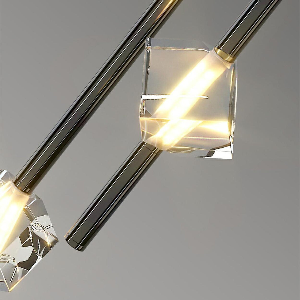 Modern Bedroom Crystal Cube Slim Black Tube Pendant Light Image - 17