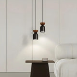 Modern Bedroom Cylinder Black Acrylic Pendant Light Image - 1