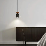 Modern Bedroom Cylinder Black Acrylic Pendant Light Image - 3