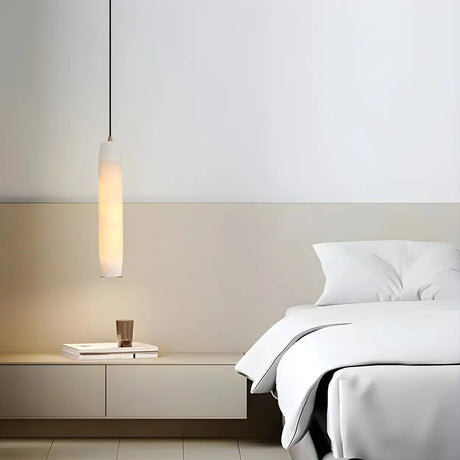 Modern Bedroom Cylinder Stone Marble Pendant Light Image - 2