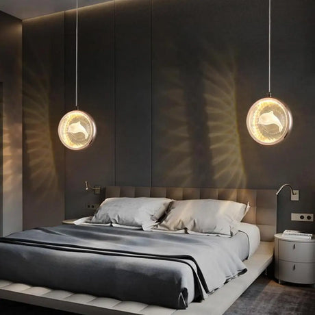 Modern Bedroom Dolphin LED Infinity Mirro Pendant Light Image - 1