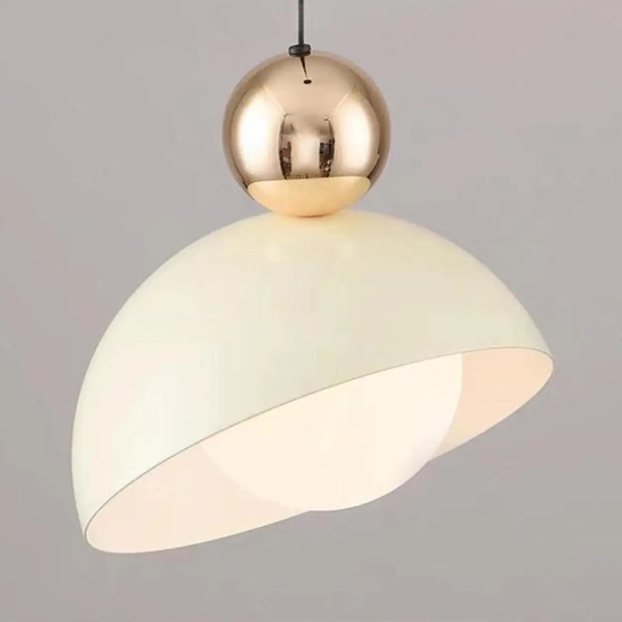 Modern Bedroom Dome White Glass Pendant Light Image - 12