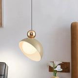 Modern Bedroom Dome White Glass Pendant Light Image - 4