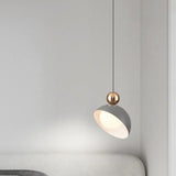 Modern Bedroom Dome White Glass Pendant Light Image - 6