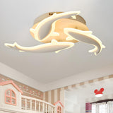 Modern Bedroom Fish-Shaped LED Flush Mount Ceiling Lamp Image - 1