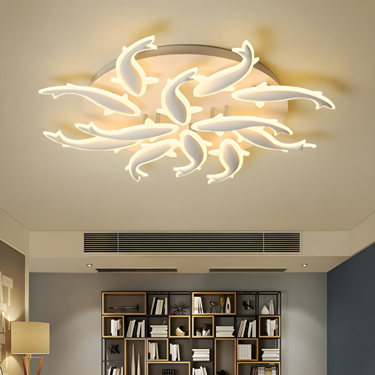 Modern Bedroom Fish-Shaped LED Flush Mount Ceiling Lamp Image - 17