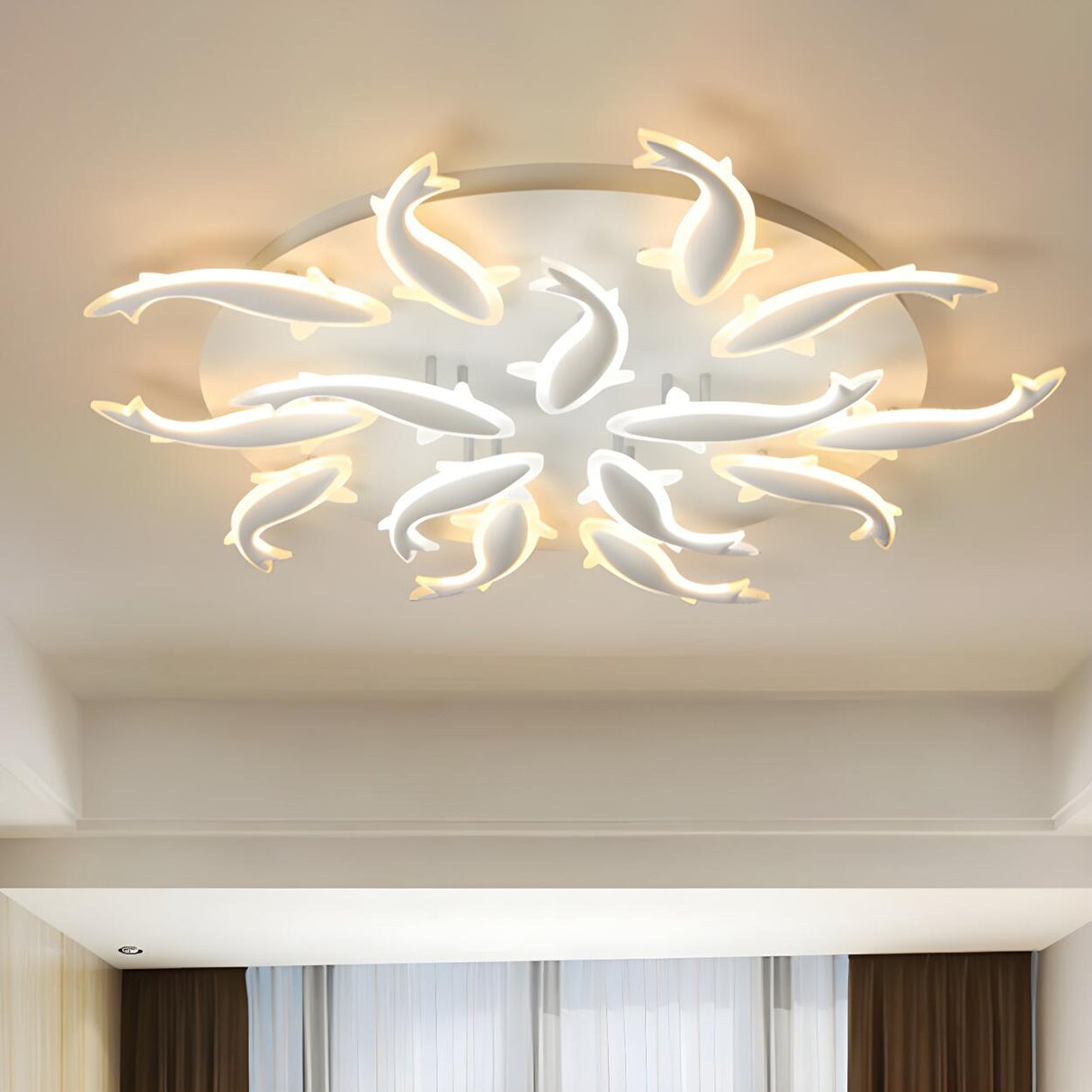 Modern Bedroom Fish-Shaped LED Flush Mount Ceiling Lamp Image - 22