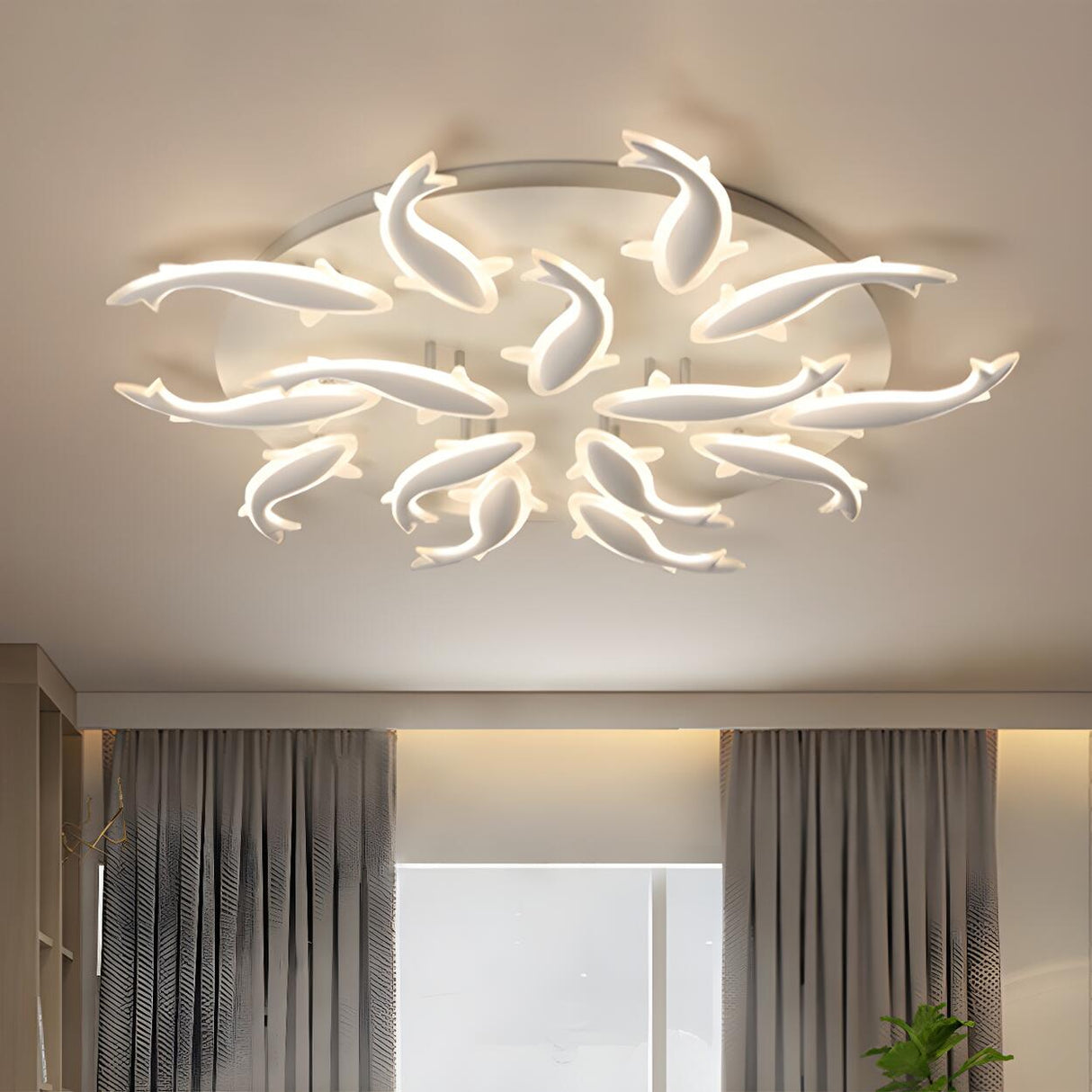 Modern Bedroom Fish-Shaped LED Flush Mount Ceiling Lamp Image - 23