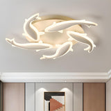 Modern Bedroom Fish-Shaped LED Flush Mount Ceiling Lamp Image - 6