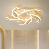 Modern Bedroom Fish-Shaped LED Flush Mount Ceiling Lamp Image - 7