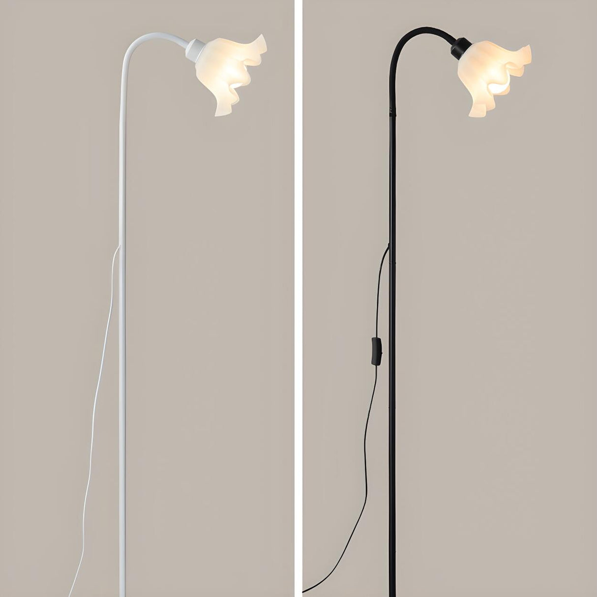 Modern Bedroom Floral Black Metal LED Floor Lamp Image - 8