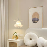 Modern Bedroom Flower White Petal Glass Pendant Light Image - 1