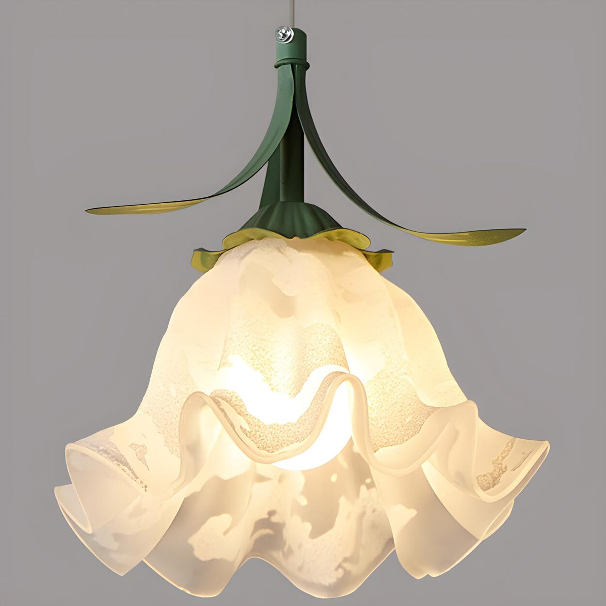 Modern Bedroom Flower White Petal Glass Pendant Light Image - 12