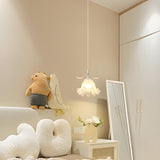 Modern Bedroom Flower White Petal Glass Pendant Light Image - 4