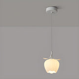 Modern Bedroom Flower White Petal Glass Pendant Light Image - 5