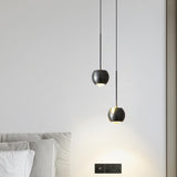 Modern Bedroom Globe Metal Dual Black Sphere Pendant Light Image - 15