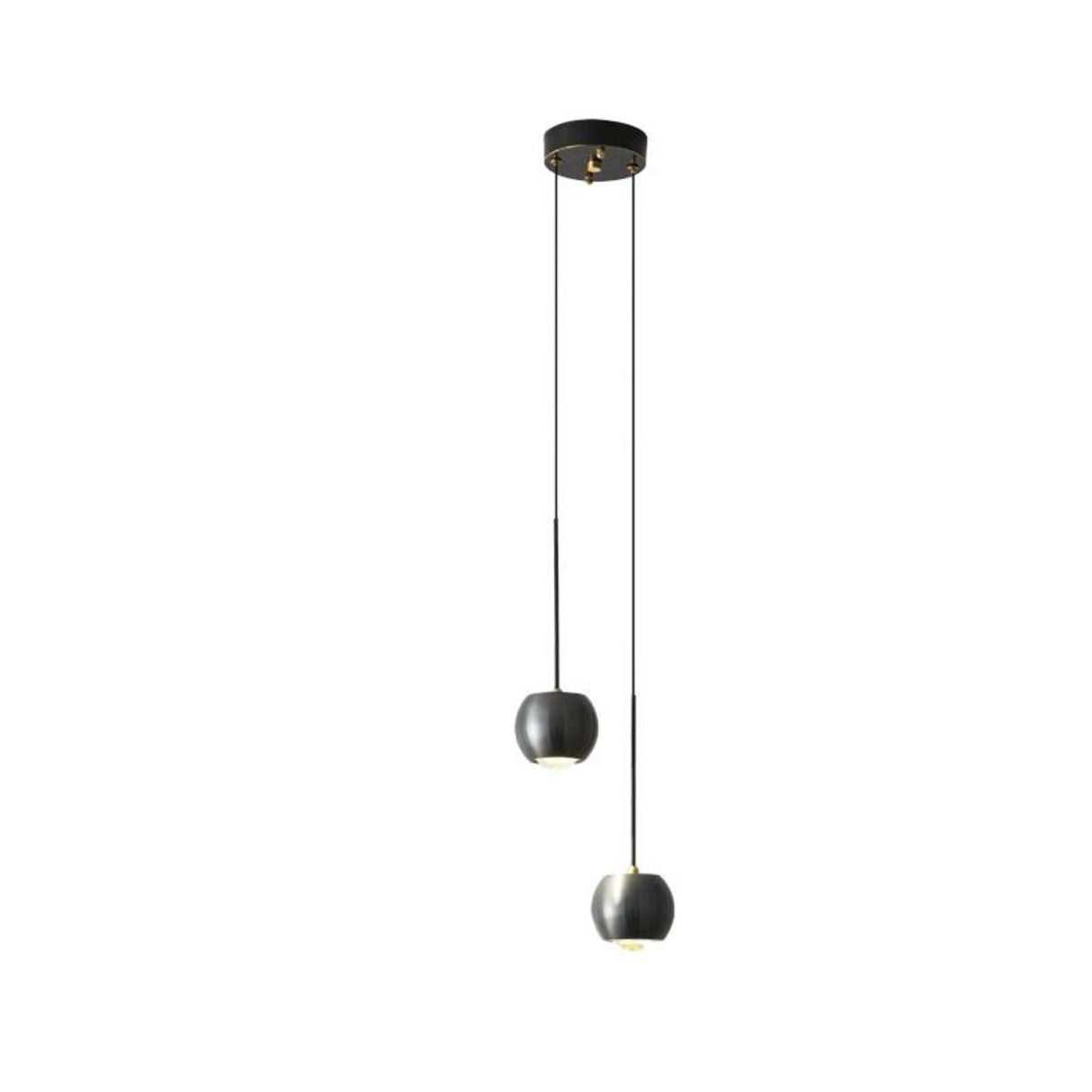 Modern Bedroom Globe Metal Dual Black Sphere Pendant Light Image - 3