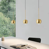 Modern Bedroom Globe Metal Dual Black Sphere Pendant Light Image - 4