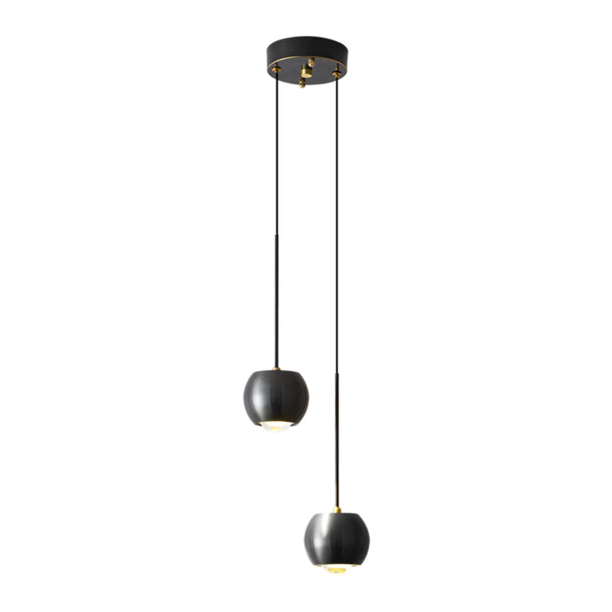 Modern Bedroom Globe Metal Dual Black Sphere Pendant Light Image - 9