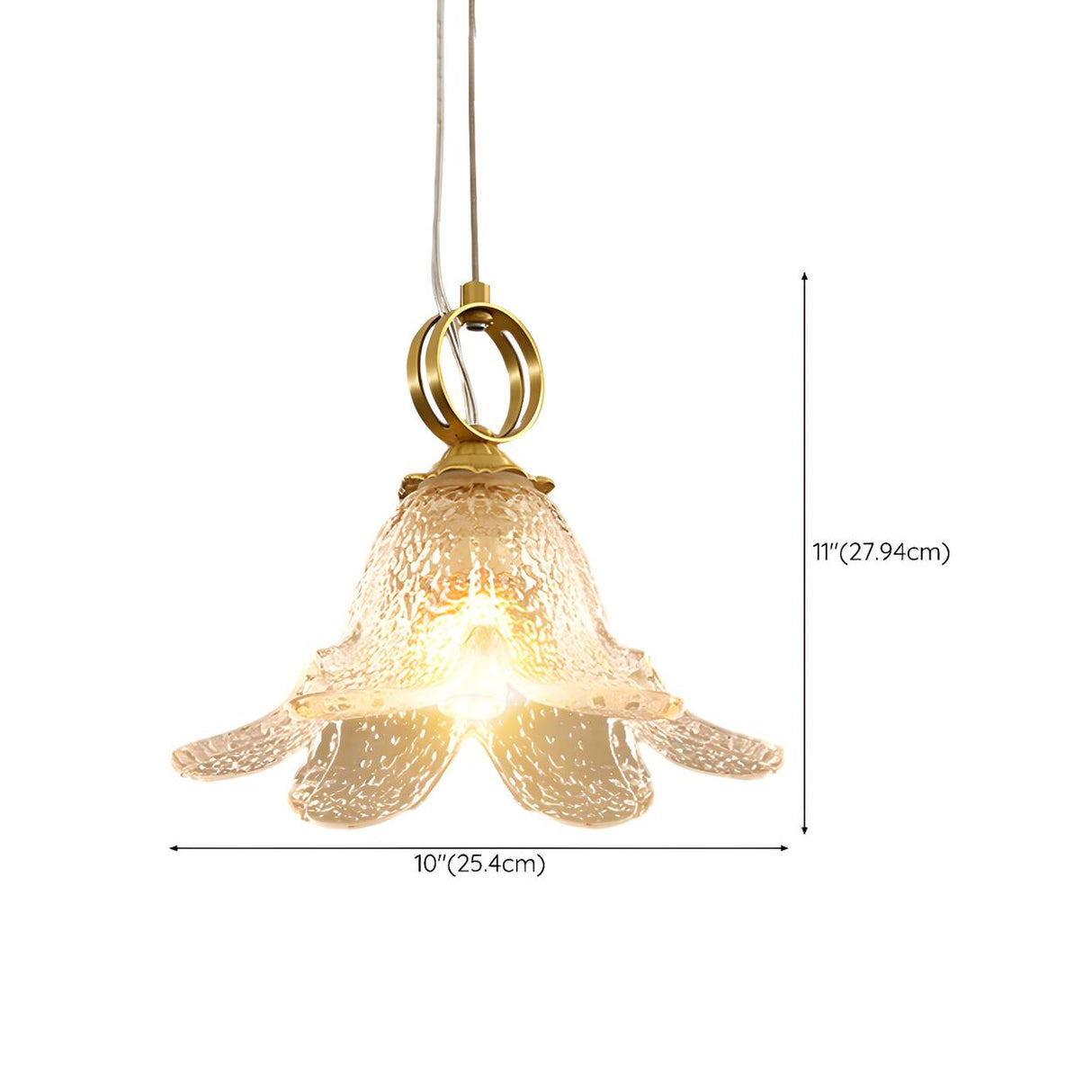 Modern Bedroom Gold Clear Glass Flower Pendant Light 