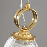 Modern Bedroom Gold Clear Glass Flower Pendant Light Image - 7